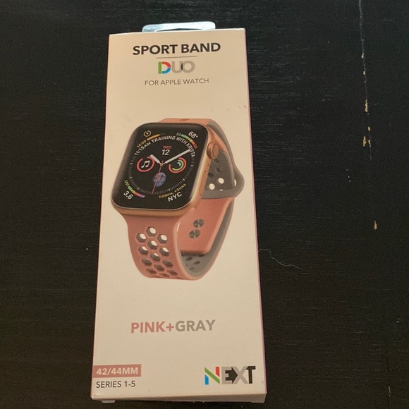 🍍Sport Band For Apple Watch/ series 1-5/42-44mm/ pink+gray 🍍F-2 - Picture 1 of 1